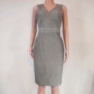 Black Label by Evan Picone Striped Sheath Career Dress Sz 6